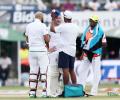 PHOTOS: Dangerous pitch halts play on Day 3 after India seize control