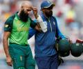 South Africa's Amla sits out nets after blow to head