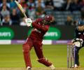 Gayle blasts Windies to victory after England collapse