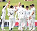 PIX: Dominant NZ register record win over Windies in first Test