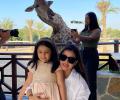 Ziva Dhoni meets a giraffe!