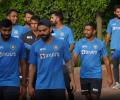 SEE: India players warm up with a game of footvolley