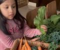 Ziva Dhoni shows veggies from her farm