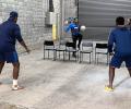 India, New Zealand Players Enjoy Foot Volley