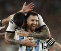 Messi leads Argentina win in 1st game as world champs