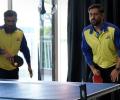 CSK's day off! Dhoni plays TT; Jadeja enjoys golf