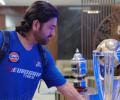 Dhoni Reunited with World Cup Trophy