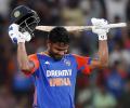 3rd T20 PIX: Samson slams ton as India sweep Bangladesh