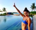 Beach bum! Sara Sampaio soaks up the sun in the Maldives