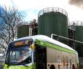 A swanky bus that runs on human poop and waste!