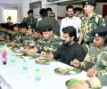 Ram Charan Enjoys A Meal With BSF Jawans