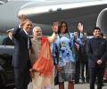 US President Barack Obama arrives in India