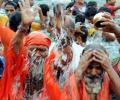 Devotees dunk in the holy waters at Kumbh Mela