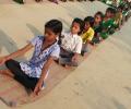 These students from a UP village did yoga for the first time on Sunday