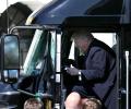 US President Trump sits in a truck, Twitter goes into overdrive