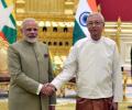 PM Modi arrives in Myanmar, meets President Kyaw