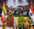 PM Modi presents Suu Kyi copy of her research proposal