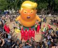 'Trump baby' blimp flies above London as hundreds protest US president