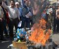 Ahead of Holi, traders burn Chinese goods to protest move on Azhar