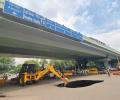 Delhi: Portion of road under IIT flyover caves in