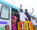 Shinde, Fadnavis flag off trial run of Mumbai Metro line-3