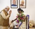 Modi visits Murmu's home, says she will be an outstanding President