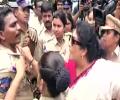 Renuka Chowdhury holds cop by his collar during protest, booked