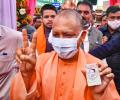 Pix: Yogi, ministers vote in phase 6 of UP polls