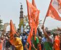 Right-wing outfit holds protest to rename Qutub Minar to Vishnu Stambh