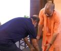 Rajinikanth meets Yogi, touches his feet