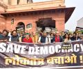 'Save Democracy': INDIA bloc protests against MPs' suspension