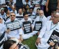 Abhishek Banerjee leads TMC protest at Rajghat