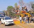 SEE: Bulldozers used to shower petals on UP MLAs visiting Ayodhya