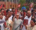 INDIA bloc leaders protest in Parl with Constitution copies in hands