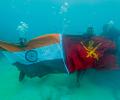 Hoisting The Tiranga Underwater