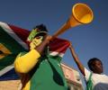 Football fans in Vuvuzela cacophony