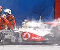 Button crashes out due to engine failure in Monaco