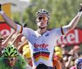 Greipel sprints to Tour stage win, Impey takes yellow