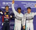 Hamilton edges Rosberg to secure Singapore pole