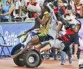 Champ Usain Bolt knocked down by photographer on Segway scooter!