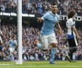 Aguero hits five as Man City crush Newcastle to go top