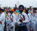 PIX: Indians upbeat at welcome ceremony in Rio