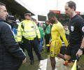 Villa's Richards gets in heated argument with fans