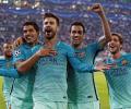 Champions League PIX: Barca rally to down Gladbach; Atletico end Bayern's run