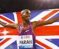 Diamond League PIX: Farah wins final track race after rival trio collide