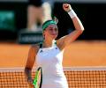 Holder Ostapenko in action on opening day of French Open