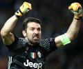 Buffon celebrates 100th Juve Champions League game in style