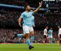 EPL Images: Aguero's milestone goal leads Man City to easy win