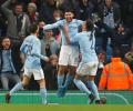 League Cup PIX: City get advantage after Aguero heads last-gasp winner