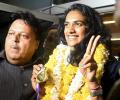 PHOTOS: World champ Sindhu returns to hero's welcome